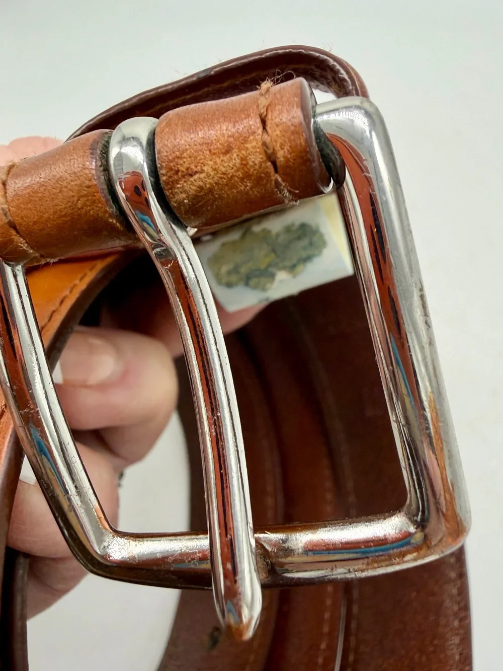 Classic Polo Ralph Lauren Men's Italian Leather Belt in Tan Silver Buckle Sz 34